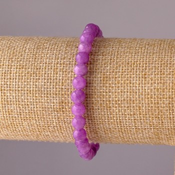 Amethyst-Toned Quartz Bracelet on Elastic Cord, Smooth Beads, 6mm Diameter, 18cm Circumference