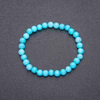 Aquamarine bracelet on elastic cord, smooth bead, 6 mm diameter, 18 cm circumference