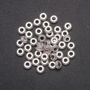 Bead insert findings, silver-tone metal color, 3x7 mm diameter, packaging 20 g, 45 (+/-) pcs