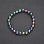 Hematite bracelet with plating, smooth beads, 8 mm diameter, 18 cm length on elastic