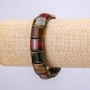Elastic bracelet with Tiger's Eye, Hawk's Eye, and Bull's Eye links, diameter 15x13 mm, circumference 18 cm