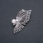 Xuping Rhodium with Pearl Brooch, diameter 8 mm, 50×25 mm, with white stones and crystals