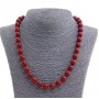 Natural red jasper necklace, smooth bead, 8 mm diameter, 49 cm length +