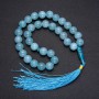 Natural Aquamarine Stone Beads, 33 Beads, Smooth Round Bead, Diameter 12 mm ± Aquamarine Inlay