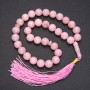 Natural Stone Rosary Beads, Pink Quartz, 33 Beads, Smooth Round Beads, 12 mm Diameter, Pink Quartz Inlay