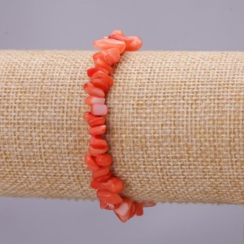 Toned mother-of-pearl bracelet on elastic, chip beads, 7 mm diameter (+/-), 18 cm length