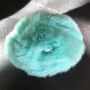 Elastic turquoise natural fur pom-pom keychain