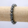 Elastic bracelet with faceted hematite beads, 10 mm diameter+
