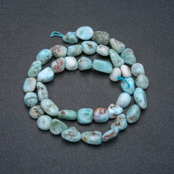 Larimar Beads on Thread, Natural Stone, Faceted, 9x10 mm + -, Length 39 cm