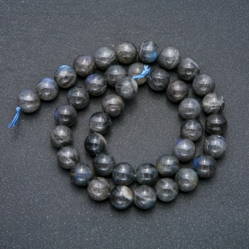 Beads on a thread, natural Labradorite, smooth round beads, 10 mm diameter, 39 cm length