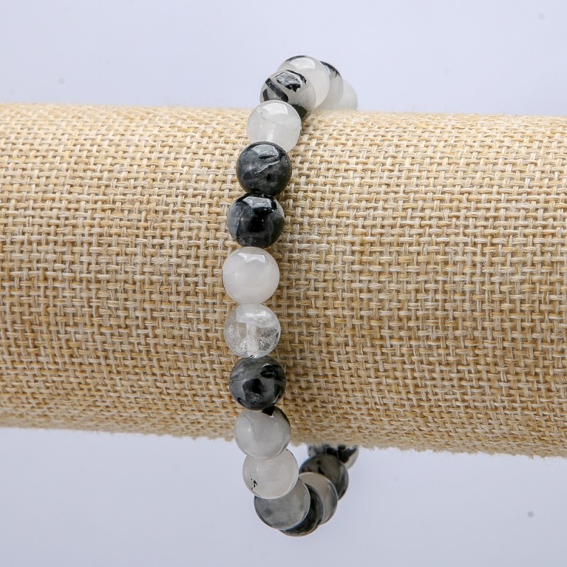 Elastic bracelet of natural stone: Rutilated Quartz, diameter 8.5 mm, length 18 cm