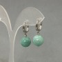 Earrings with natural jadeite stone, diameter 12 cm, length 18 mm +