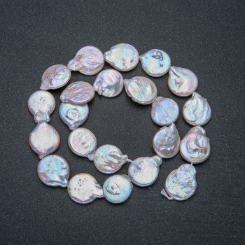 Baroque Pearl Strand, diameter 15×18 mm, length 40 mm, with gasoline-tone reflection