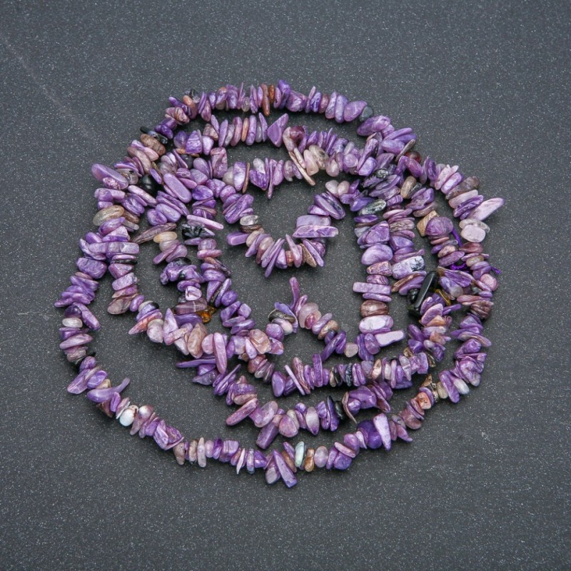 Charoite natural stone strand chips 7x2 mm, length 88 cm +