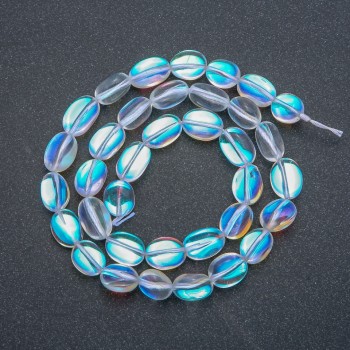 Beads on a Thread Opal Glass White Chameleon Lentil-Shaped 10×7 mm, 40 cm Length +