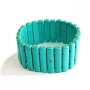 Elastic bracelet with green turquoise veined elongated stones 7x30 mm (+/-)