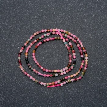 Assorted strand of natural stones, faceted beads, 2.5 mm diameter, 40 cm length