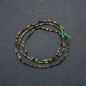 Thread of natural stone: Green Jasper, faceted beads, 1.5 mm diameter, 40 cm length +