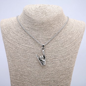 Pendant 'Hand Gesture' 50x20mm on a chain, chain length 70 cm +/- silver-colored metal