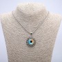 Eye Pendant in Bezel Setting 42×30 mm on Chain, 70 cm Length, Silvery Metal