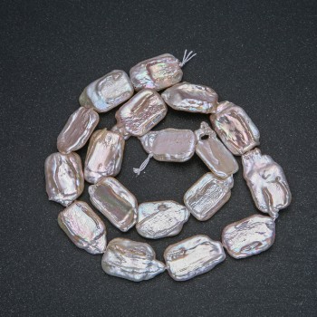 Thread of natural Baroque pearls, diameter 22×14 mm, length 40 cm +/- with petrol luster