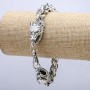 Chain bracelet 'Wolf Head' silver-toned metal 15x37 mm, thickness 8 mm, length 20 cm +