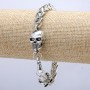 Chain bracelet 'Skull' silver-colored metal 14×30 mm, thickness 8 mm, length 20 cm +