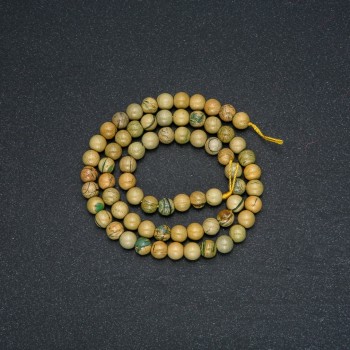 Yellow Jasper Beads on Thread, Smooth Round Beads, 6mm Diameter, 38cm Length +