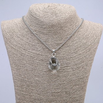 Pendant 'Ball in the Paw' 42x22 mm on a chain, chain length 70 cm +/- silver-colored metal