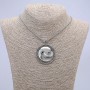 Pendant 'Yin Yang' 50×38 mm on chain, chain length 65 cm, metal color silver
