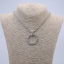 Pendant Circle with Hieroglyphs, 40x30 mm on a chain, length 65 cm, silver metal color
