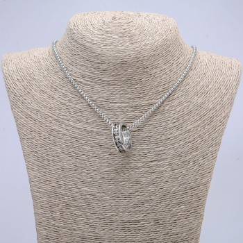 Pendant Ring 24×7 mm on chain, length 70 cm, silver-colored metal