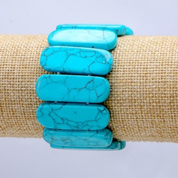 Elastic turquoise bracelet (pressed) smooth links 33×13 mm+