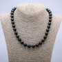 Shungite necklace with smooth beads, diameter 10 mm, length 45 cm