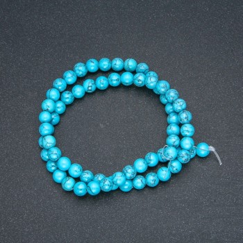 Turquoise Beads (Artificial) Smooth Round Beads, 6 mm Diameter, 40 cm Length
