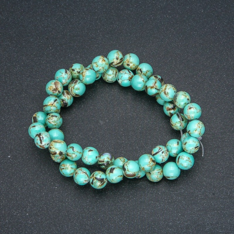 Beads on thread Imperial Jasper light green (pressed) smooth round beads, 6mm diameter, 40 cm length