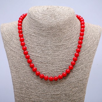 Coral Necklace (pressed) smooth bead, 8.5 mm diameter, 46 cm length