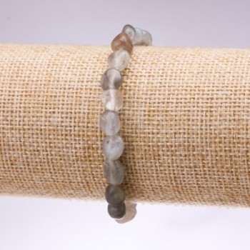 Elastic bracelet with natural labradorite — faceted cut, 7x6 mm diameter