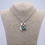 Pendant "Dragon's Eye" in a 43x35 mm frame on a chain, length 70 cm, silver-toned metal