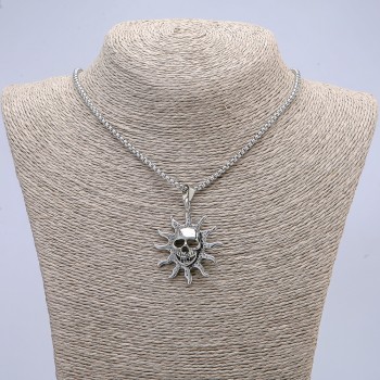 Pendant "Skull" 48×36 mm + - on a chain, length 70 cm + - silver-colored metal