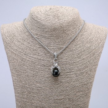 Pendant 'Paw with Sphere' 45x15 mm + - on a chain, length 70 cm + - silver metal