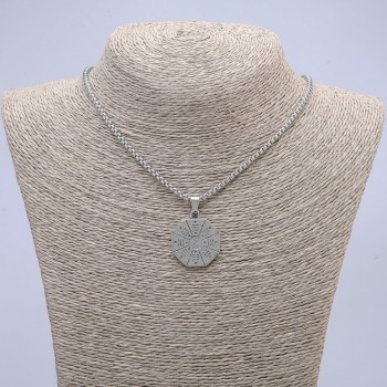 Pendant 'Yin Yang' 36x25 mm on a chain, length 70 cm + - silver-toned metal