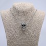 Pendant 'Skull' 36x22 mm on a chain, length 70 cm, silver-toned metal