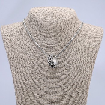 Pendant Ring 27x10 mm on a chain, length 70 cm + - silver-tone metal