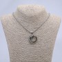 Pendant 'Moon' dark gray 35x28mm on chain, length 70 cm +/- silvery metal