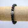 Elastic lava bracelet, 8 mm diameter ±, with an owl