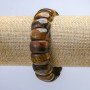 Elastic bracelet with natural Tiger's Eye stone, smooth links 20x12mm+