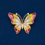 Brooch Butterfly enamel, white crystals, gold-tone metal 54x43mm +
