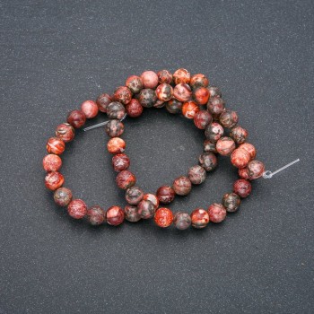 Leopard Jasper Beads on Thread, Smooth Round Beads, 6mm Diameter, 38cm Length