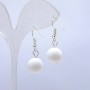 White Agate Earrings, 12mm diameter, 3 cm length